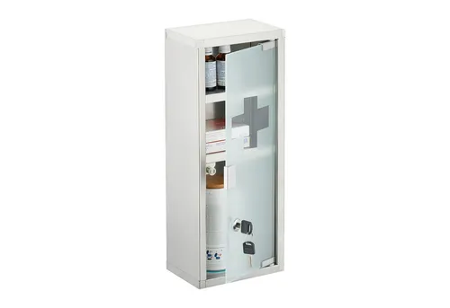 Relaxdays Medizinschrank mit Milchglas, abschließbar