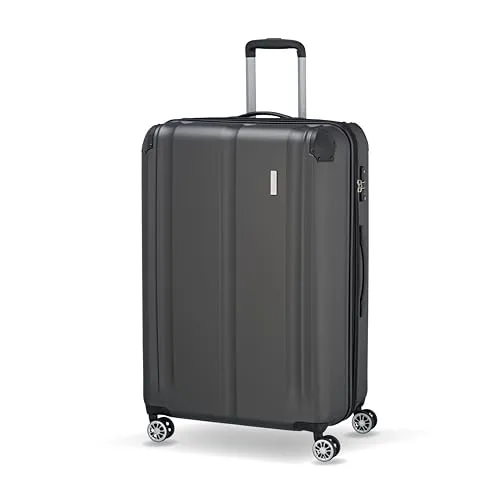 Travelite City 4 Rollen Trolley 77 cm - anthrazit-schwarz, erweiterbar mit TSA-Zahlenschloss und strapazierfähigem Design für sichere Reisen