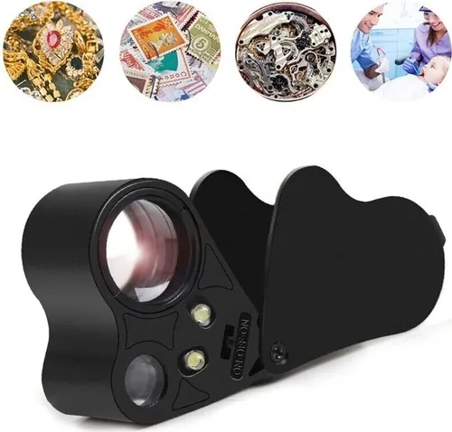 60x 30x Taschenlupe Juwelierlupe Vergrößerungsglas Leselupe Leuchtlupe Handlupe Leselupe Lupe mit Licht LED Schwarz