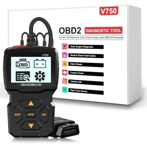iKiKin Car OBD2 Diagnosegerät Auto OBD2 Scanner,OBD2 EOBD Motor Fehlercodeleser Scanner mit DTC Definition Spannungserkennung und Überwachung im Auto OBDII Protokoll im Auto Scanner(Schwarz)