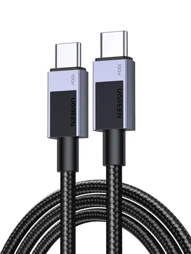 UGREEN 100W USB C Kabel PD 3.0 Ladekabel USB C auf USB C Schnellladekabel 5A/20V kompatibel mit iPhone 16/15, M3 MacBook Pro/Air, iPad Air/Pro 2024, Galaxy S24 Ultra A55 Pixel 9 Steam Deck usw. (2m)