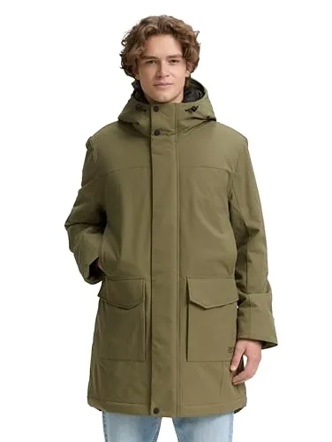 Parka TOM TAILOR DENIM Herren Gr. L, grün - Funktionsjacke mit wasserabweisender Funktion, ideal für modische Männer, die auch bei schlechtem Wetter stilvoll bleiben möchten.