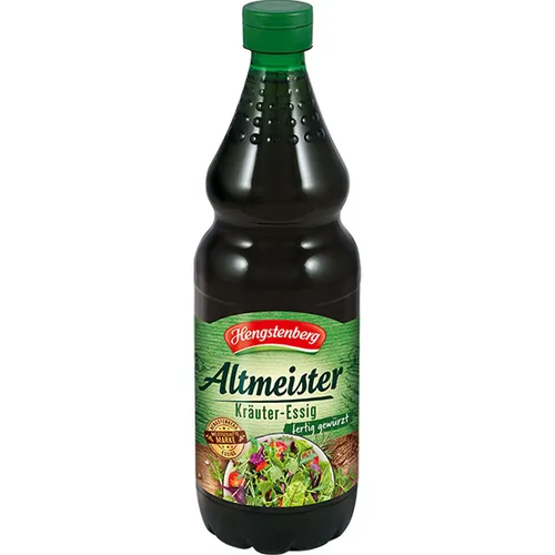 Hengstenberg Altmeister Kräuter-Essig (750 ml) - Veganer Kräuter-Essig, von Natur aus laktosefrei und glutenfrei, ideal für Salate und Marinaden