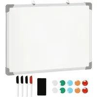 HOMCOM Magnettafel Whiteboard mit 4 Markern - Magnettafel 60 x 45 cm, ideal für Notizen und kreative Ideen, inklusive 10 Magneten und 4 Markern für sofortigen Einsatz.