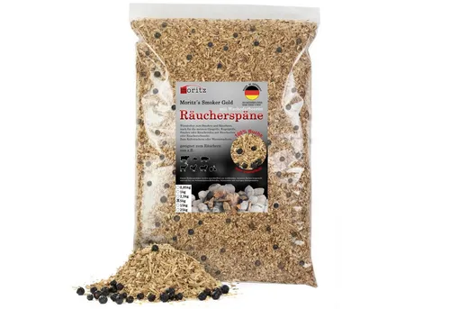 Moritz Räucherbox 5kg Räucherspäne Buche mit Wacholder fein 0,75 -2 mm zum smoken, räuchern/kalträuchern von Fleisch, Fisch, Gemüse geeignet