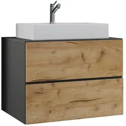 Mid.you Waschtischkombi VCM Lendas – 60 cm hängend in Anthrazit und Honigeiche - Elegante Waschtischkombination für das Badezimmer, 60 cm, hängend, mit 2 praktischen Schubladen für optimalen Stauraum und modernes Design.