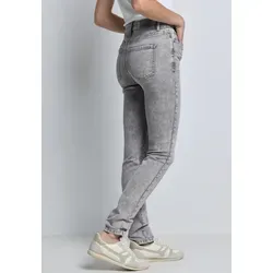 Skinny-fit-Jeans STREET ONE STUDIO, Damen, Gr. 32, Länge 28, light grau random, Jeans, 63% Baumwolle, 25% Polyester, 10% Viskose, 2% Elasthan, unifarben, lang, Jeans, High Waist