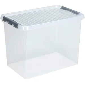 Sunware Q-line Aufbewahrungsbox 62,0 l - Transparent - Lagerboxen mit 62,0 l Volumen, ideal zum Sortieren und Aufbewahren von Utensilien. Robustes, lebensmittelechtes Material und stapelbar für platzsparende Organisation.