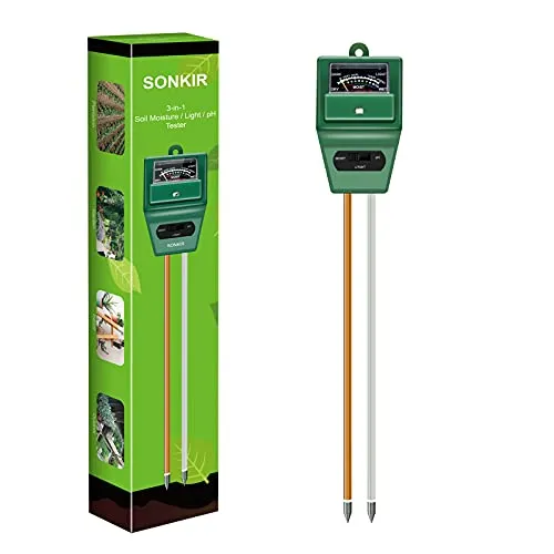 SONKIR MS02 3-in-1 Boden-pH-Meter - Bodenmessgerät für Feuchtigkeit, pH-Wert und Licht, ideal für Garten- und Pflanzenpflege. Keine Batterien nötig, einfach und präzise!