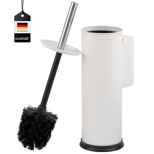 bremermann WC-Garnitur inkl. Wandhalterung, WC-Bürstenhalter, Toilettenbürstenhalter, rund aus Edelstahl (weiß)