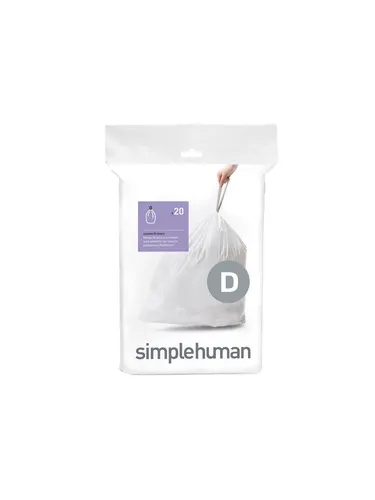 Simplehuman Code D maßgeschneiderte Müllbeutel, Packung mit 20, weiß