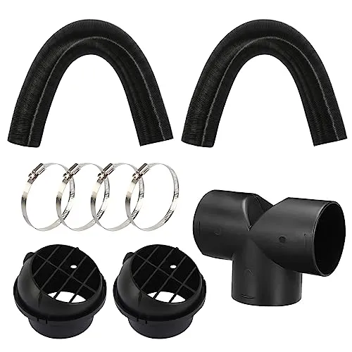 Diesel Standheizung Zubehör 75mm T-Rohr-Set Warmluftschlauch 75mm Auto Heizung Warmluftauslass Entlüftungsschlauch Clips Set Auto Heizung Rohr Kanal Autoluftheizer Zubehör Luftauslassset Webasto