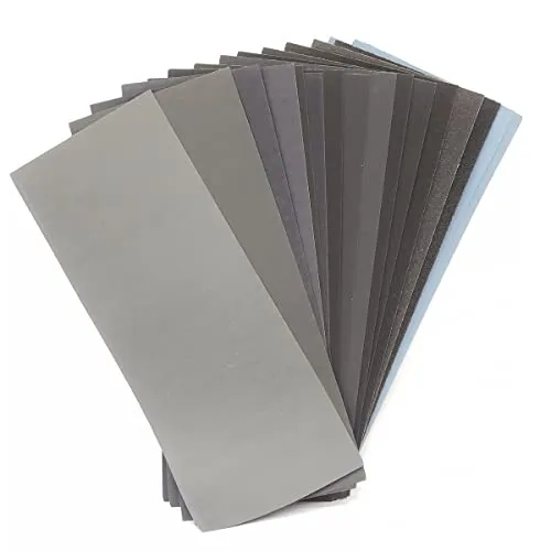 FEIHU Schleifpapier Fein,17 Stück nassschleifpapier 120/240/320/400/600 bis 3000/5000/7000/8000/10000 Körnung I Nass und Trocken Schleifpapier für Auto, Holzmöbel, Stein, Lack, Metall, Glasr(230x91mm)