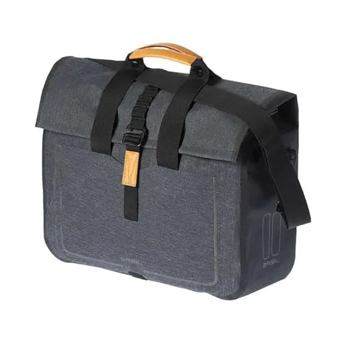 Basil Unisex Erwachsene Urban Dry Business Fahrradtasche - Charcoal Melee, 37 cm x 15 cm x 38 cm, vielseitig nutzbar als Schultertasche mit vielen Fächern