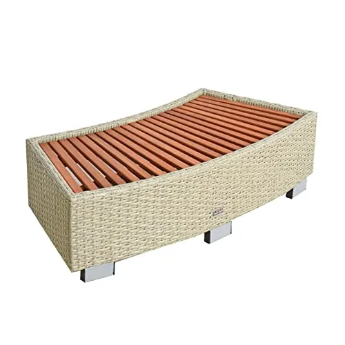 ESTEXO Trittstufe Polyrattan Whirlpooltreppe Spa-Einstiegsstufe Stufe Blumenhocker Tritt Stufe Balkon Hocker (Beige)