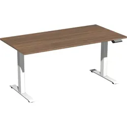 Geramöbel Schreibtisch Elevate Plus 160x80 cm - Höhenverstellbarer Schreibtisch mit 3-fach Teleskop-Hubmechanik, ideal für ergonomisches Arbeiten. In elegantem Nussbaum mit stabiler Stahlkonstruktion und USB-C Ladebuchse.