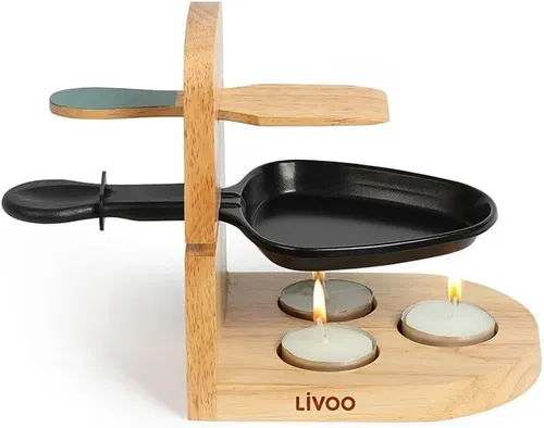 Romantisches Kerzen-Raclette ohne Strom - Livoo MEN397 - Raclette für 1 Etage in elegantem Schwarz, ideal für romantische Abende und gemütliche Stimmung ohne Strom.