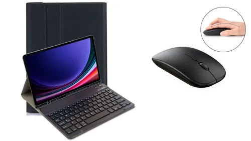 3in1 Bluetooth Tastatur + Maus + Cover für Samsung Galaxy Tab S9 2023 SM-X710