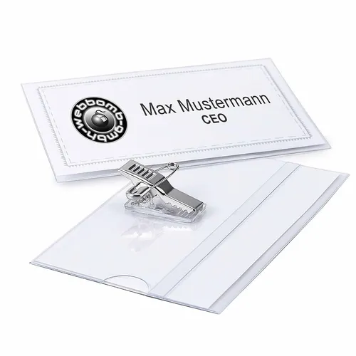 Namensschilder für Kleidung Ausweishalter mit Clip+Nadel Namenschild-Halter 50 x