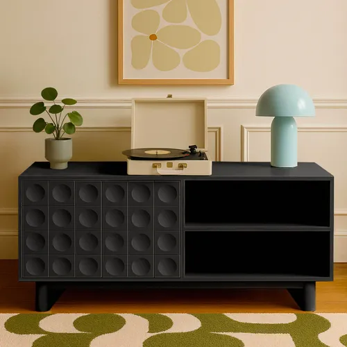 Produktbild Oviala TV-Schrank Octave, Schwarz, Eukalyptusholz, 120x40x58 cm