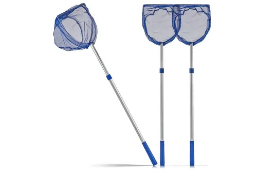 BigDean 3X Kescher für Kinder - Teleskop Kinderkescher - Sandspielzeug für Kinder – Ideal zum Fangen von Fischen und Wassertieren, mit ausziehbarer Stange von 54 cm bis 100 cm für maximalen Spaß im Teich oder Pool.