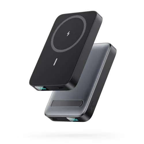 Magnetische Power Bank für MagSafe, 10800mAh Wireless Powerbank,PD 22.5W USB-C Schnellladung Powerbank mit Faltbarer Halterung LED-Display Externer Akku,für MagSafe iPhone 16/15/14/13/12/Pro/Max