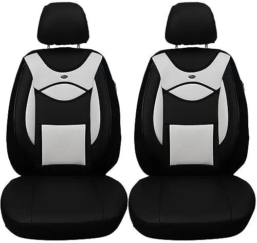 BREMER SITZBEZÜGE Autositzbezug für VW LT 2 (D108) - Praktisches 2-teiliges Set in Schwarz/Weiß, perfekt für Fahrer und Beifahrer. Die Schonbezüge sind pflegeleicht, atmungsaktiv und passend für Fahrzeuge mit oder ohne Sitzheizung.