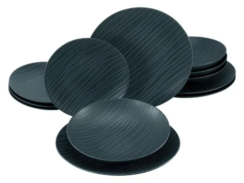 Creatable Tafelservice Waves, 12-tlg. in schwarz von CreaTable