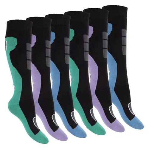 Footstar Damen Winter Kniestrümpfe (6 Paar) Vollfrottee Socken mit Thermo Effekt - Pastell 39-42