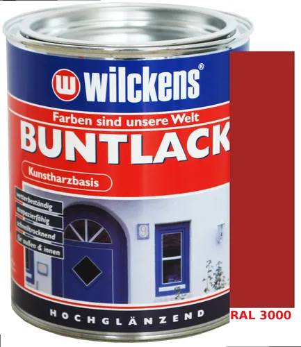 Kunstharzbasis Lack Buntlack Schutzlack Farbe 375ml Hochglanz Feuerrot RAL3000