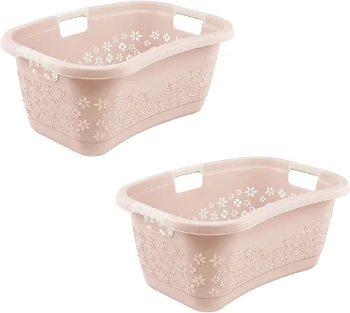 keeeper Wäschekorb lasse, 2er Set, Korb mit Softgriffen, 65 x 45 x 28 cm, 50 l (Set, 2 St), ergonomische Form, komfortable Softgriffe, Hüftstütze