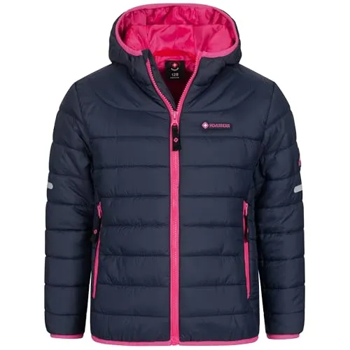 Höhenhorn Krocko Kinder Jacke Dunkelblau/Pink Gr. 128 - Steppjacke für Kinder mit hohem Tragekomfort, winddicht und atmungsaktiv. Ideal für alle Freizeitaktivitäten und ausgestattet mit reflektierenden Streifen für bessere Sichtbarkeit.