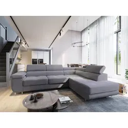 Masseno Ecksofa APIRO R-S mit Schlaffunktion und Bettkasten in grau von Masseno