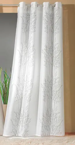 heimtexland Vorhang Gardine Ösenschal Baum Äste natur braun o. stein grau Dekoschal Vorhan (1 St), Ösen, halbtransparent, Polyester in Batist-Optik, natürlich durchscheinend I HxB 245x140 cm I edles Ausbrenner-Motiv