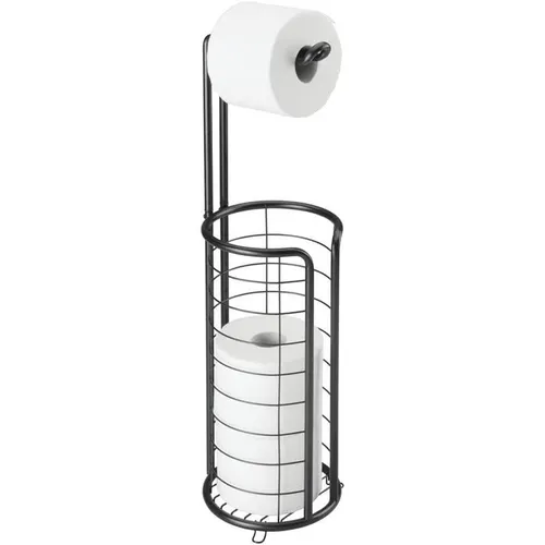 mDesign Toilettenpapierhalter Stand mattschwarz Klopapierhalter WC Rollenhalter