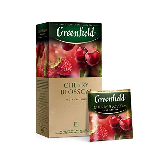 Greenfield Cherry Blossom, Hibiskus, Hagebutte, Apfel, Himbeere, Brombeere, Teebeutel (2g x 25), 50g