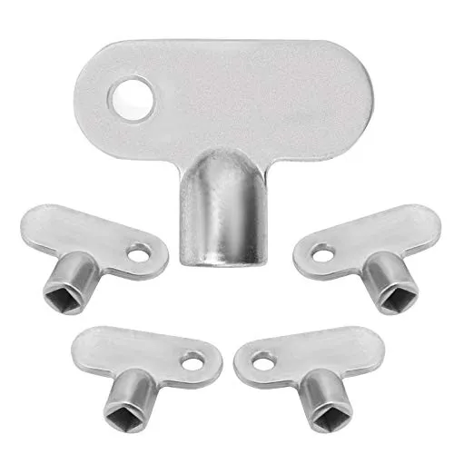 LUTER 5 Stück Messing Kühlerschlüssel, Kühler-Entlüftungslochschlüssel Kühlerentlüftungs Luftschlossschlüssel Installationsventilschlüssel für Kühler und Wasserhahn (Silber)