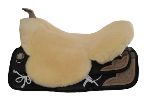 Engel Reitsport Sattelbezug SABEZ3 Western aus echtem Lammfell - Fahrradsattelüberzüge aus 100% Merino Lammfell, temperaturausgleichend und atmungsaktiv, ideal für Western Sättel mit Hornaussparung, waschbar bei 30°C.
