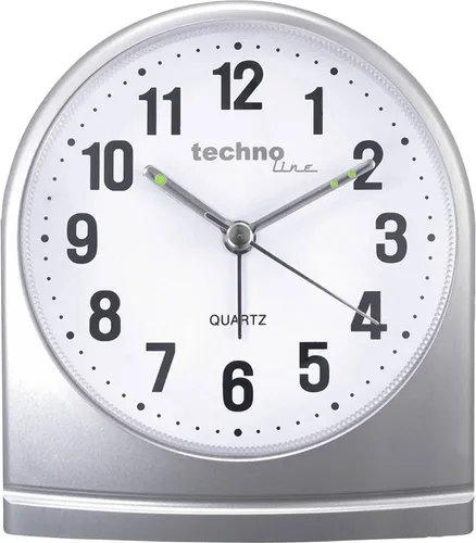 Technoline Wecker Technotrade Geneva SL - eleganter silberfarbener Quarzwecker mit batteriebetriebener Stromversorgung für stilvolles Aufwachen
