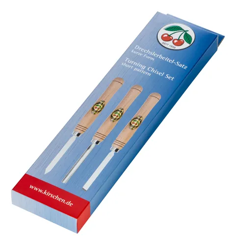 Kirschen Drechslerbeitelsatz 1635 - Hochwertiger 6-teiliges Holzwerkzeugset mit kurzem Weißbuchenheft, ideal für präzise Drechselarbeiten und Handwerksprojekte.