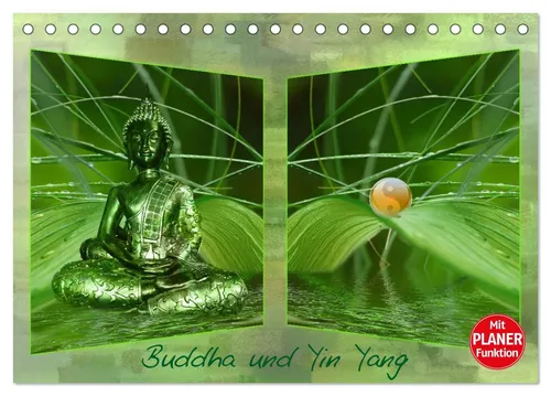 CALVENDO Wandkalender Buddha und Yin Yang (Tischkalender 2026 DIN A5 quer), CALVENDO Monatsk