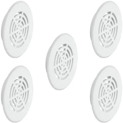 cyclingcolors 5x Lüftungsgitter abluftgitter außengitter rund Gesamt 50 mm innen 35 mm kunststoff luftrosette perforiert flach, Weiß
