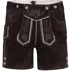 Edelnice Trachtenlederhose - Trachtenhose aus 100% Rindsleder in edlem Dunkelbraun, perfekt für festliche Anlässe und traditionelle Veranstaltungen.