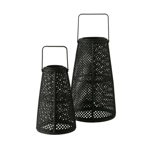 BOLTZE Kerzenlaterne Windlicht BAMBOO schwarz in schwarz von BOLTZE