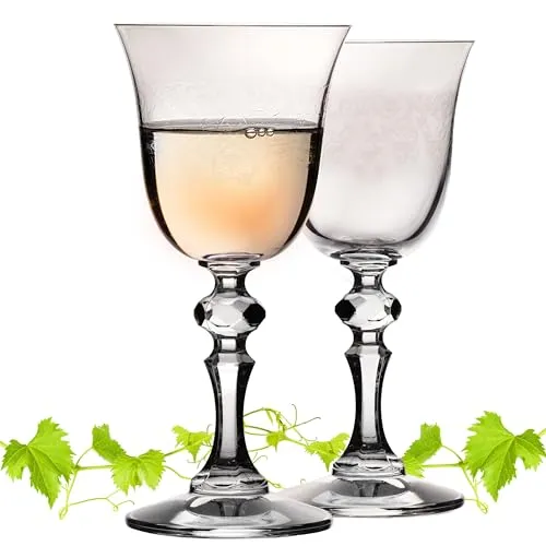 IMPERIAL Stilvolle Weißweingläser mit Ornament Verzierung 150ml 'Vintage' Set 2-Teilig Weingläser aus Crystalline Glas