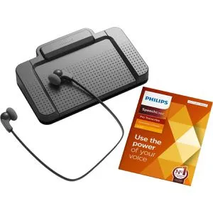 Philips SpeechExec LFH7277 Transcription-Kit - Digitale Diktiergeräte mit 2-Jahres-Lizenz der SpeechExec Pro Software für effizientes Datenmanagement und freihändige Steuerung durch 4-Pedal-Fußschalter.
