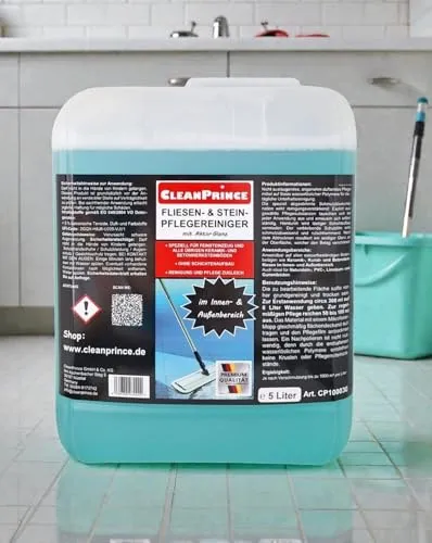 CleanPrince 5 Liter Fliesen- und Stein Pflegereiniger 5000 ml Feinsteinzeug Seife Glanz Fliesenreiniger Steinreiniger Pflegereiniger Marmor Granit