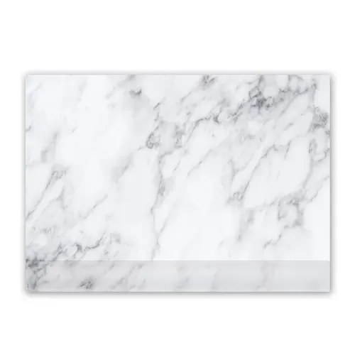younikat Schreibtischunterlage mit Kantenschutz I Marmoriertes Papier A2 I 25 Blatt in Mamor-Optik zum Abreißen I Schreib-Unterlage neutral I schlicht modern elegant I weiß grau I dv439