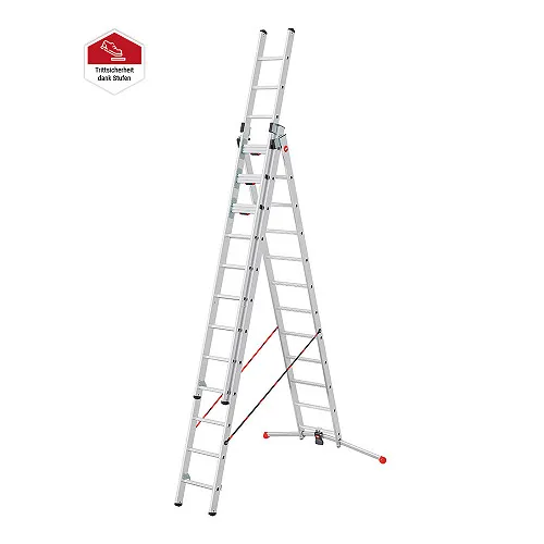 Hailo S120 Pro - Mehrzweckleiter 3x12 Sprossen - Leitern mit innovativen Dreh-Stufen für optimale Flexibilität und Sicherheit bei jedem Einsatz. Ideal für Profis und Heimwerker.