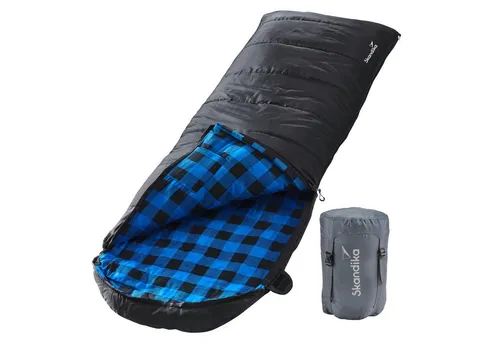 Skandika Deckenschlafsack Dundee Flanell - Deckenschlafsack für Erwachsene, koppelbar und ideal für 3 Jahreszeiten, hält bis -20°C warm, perfekt für Campingabenteuer.